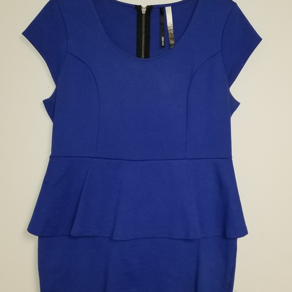 Royal Blue Pleated Peplum Dress